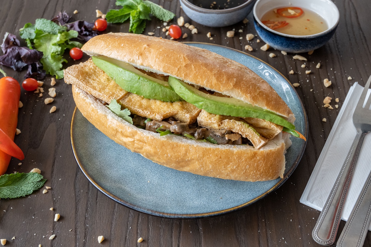 Tofu and avocado Bánh Mì